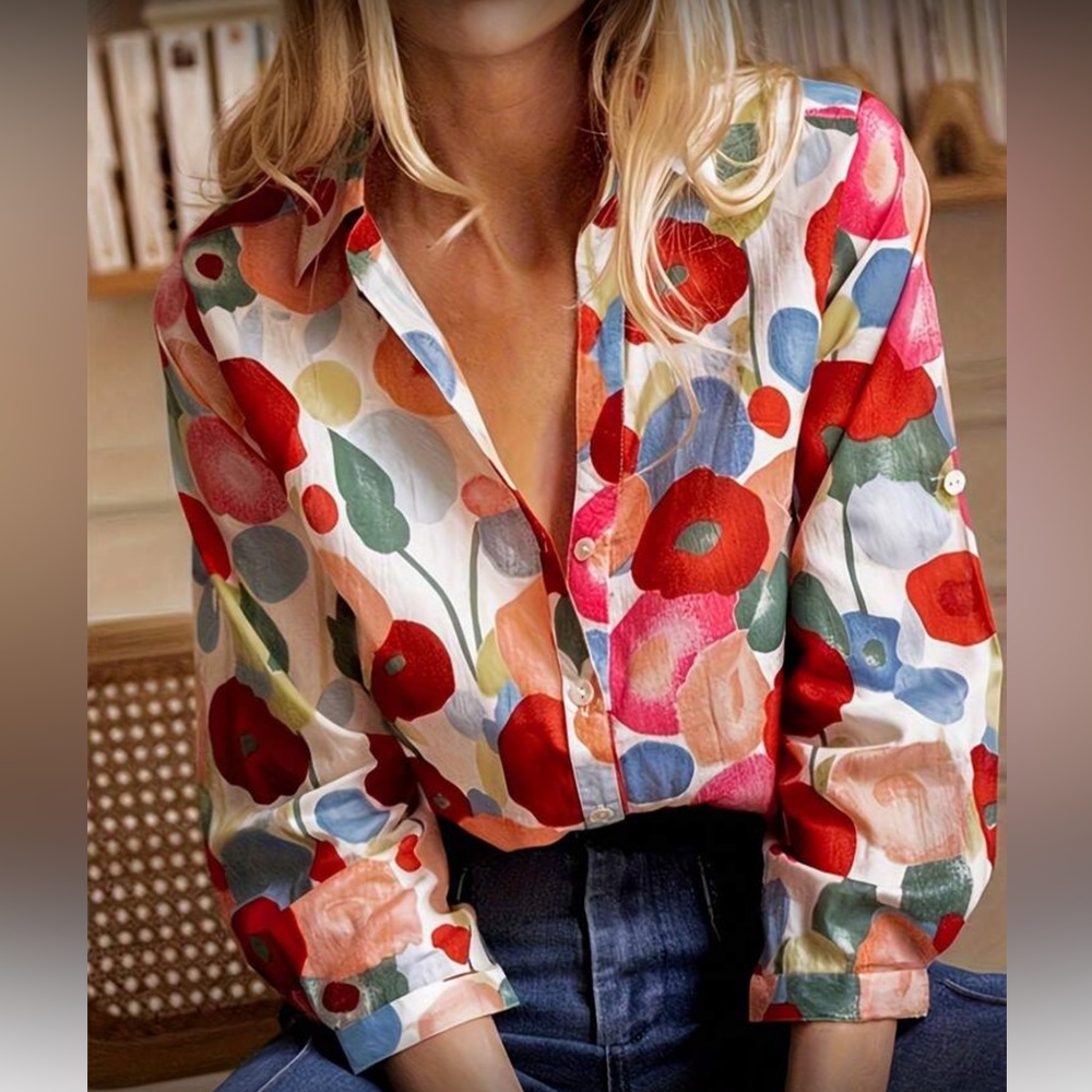 Elegant Floral Button Down Top